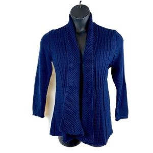 Kim Rogers Navy Open Drape Cardigan, Size PXL